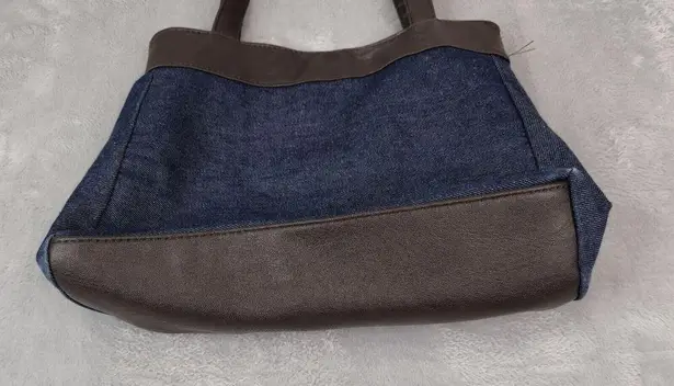 Gold Coast Blue Denim Faux Leather Shoulder Bag