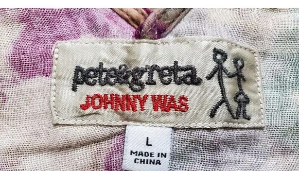 Johnny Was Pete & Greta Tank Top Women Large Blouse Purple Floral Semi Crop EUC