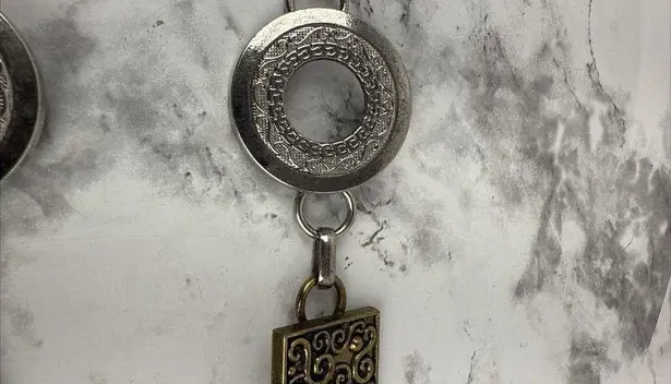 American Vintage Vintage Boho Western Chunky Chain Link Belt Gold Silver Tone Circle Rectangle