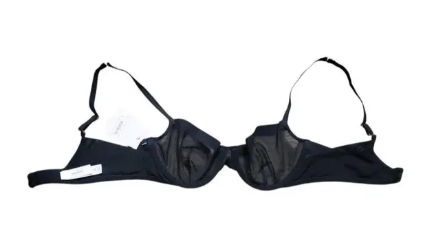 AUDEN Demi Coverage Unlined Bra Size 32B Sheer Cup Underwire Black Adjustable