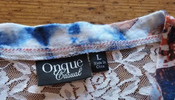 Onque Casual Red, White & Blue Tie Dye Statue of Liberty Tank Top Size Large