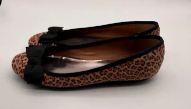 Alfani Leopard Print Ballet Flats Black Bow Womens Cushioned Insole Size 7.5