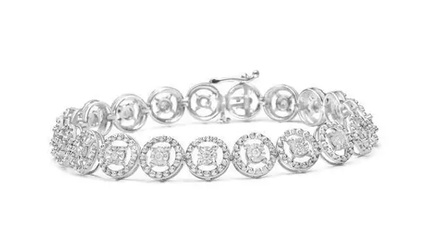 Brilliance Haus of  Sterling Silver 1/2 Cttw Diamond Nested Set 7" Link Bracelet