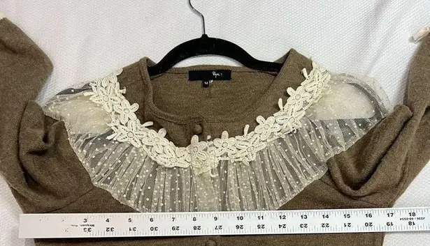 Ryu  Brown Cream Lace Tassel Sleeve Detail Elegant Cardigan - Image 8