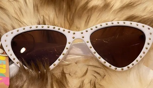 White Studded Retro Cat