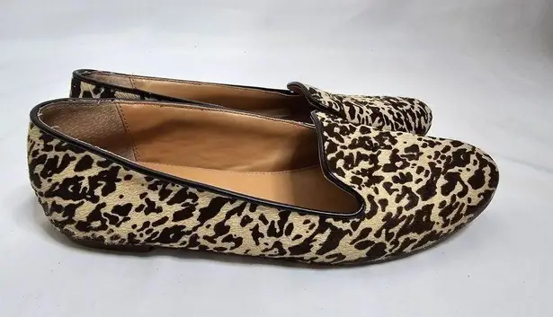 J.Crew  Factory Animal Print Vegan Calf Hair Loafers Slip on Leather Flats Sz 8.5