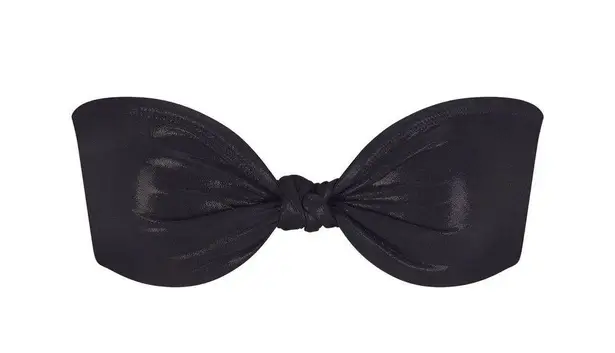 SKIMS Liquid Shine Swim Bandeau Bikini Top Onyx Size XL