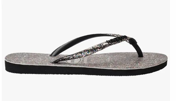 Havaianas Flip Flops Carnaval Black Sparkle Glitter Confetti