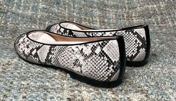 French Sole FS/NY Irina Leather Ballet Flat in Black Acadia Gray Size 10