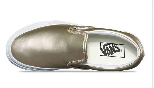 Vans  classic slip on muted metallic gold/true white womans 9.5 men’s 8 NWT