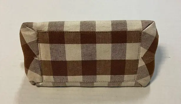 Loeffler Randall Bag Mason Toiletry Pouch Bag in Cream and Brown Gingham GUC