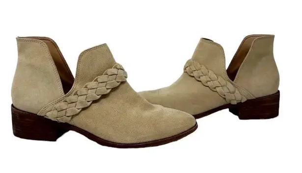 Kaanas  Leather Braided Strap Boho Western Ankle Booties Tan Womens Size 10