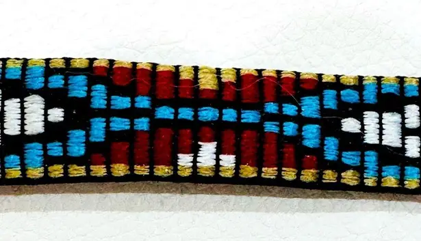 Embroidered Tribal Aztec Choker Blue