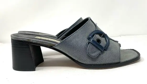Enzo Angiolini ENZO blue denim fabric slides, 7.5