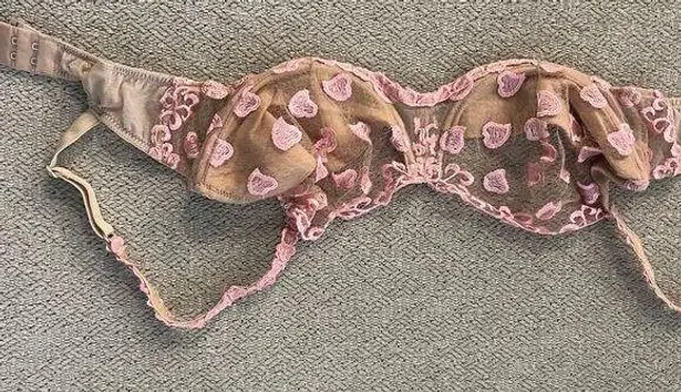 Y2K Pink Heart and Brown Lace Bra Size undefined
