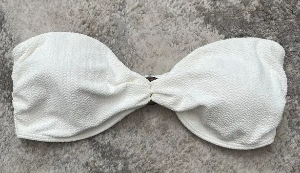 Abercrombie & Fitch White Texture Cinched O Ring Swim Bandeau Bikini Top NEW