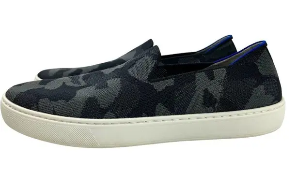 Rothy's The Sneaker Gray Camo Slip On Round Toe Flats Shoes Womens Size 10.5