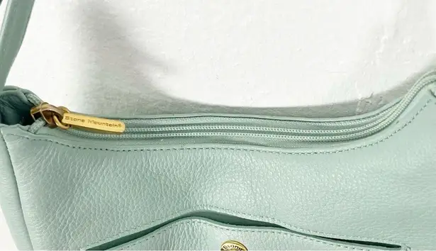 Stone Mountain Green Soft Leather Adjustable Strap Zipper Closure Shoulder Bag