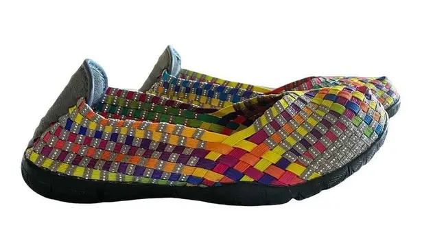 CORKYS Sidewalk Flat Ballerina Woven Multicolor Round Toe Shoe Lightweight 7 EUC Yellow