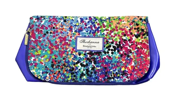 Shoshanna for Elizabeth Arden Multicolor Dot Pattern Makeup Travel Bag Case