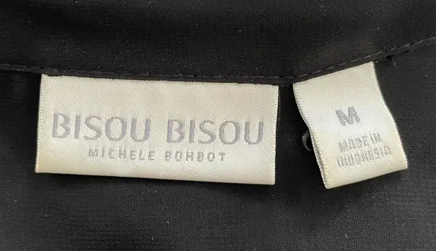 Bisou Bisou Sheer Button Up Striped Multicolored Blouse, size M