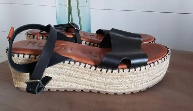 Musse & Cloud NWOB Cuca Espadrille Wedge black sandal size 10