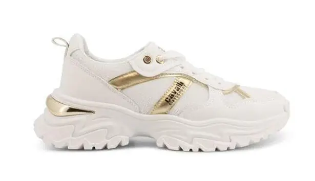 Cavalli class womens Chunky sneakers size 39 white/gold/leopard New White