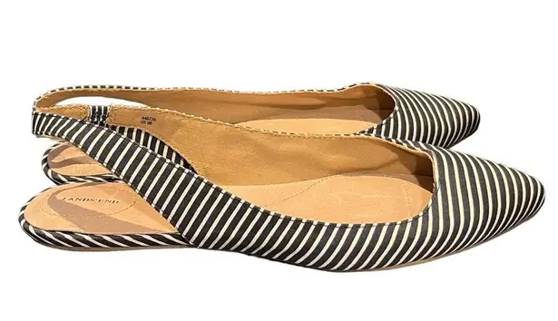 NEW Lands’ End Navy & White Striped Flats Blue Size 9
