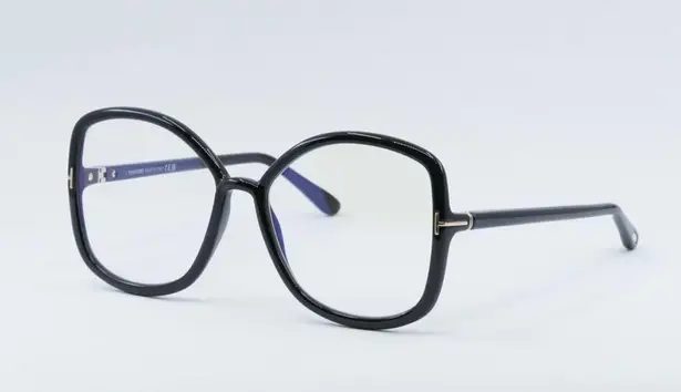 Tom Ford EYEGLASSES FT5845-B 001 Shiny Black / Clear Blue Light Block 56mm