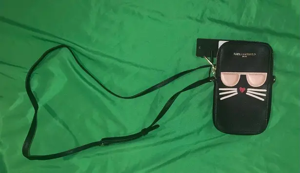 Karl Lagerfeld Black and Pink Cat Maybelle Crossbody Bag