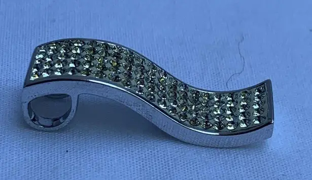 Sterling Silver Women's Curve Loop Pendant, Sparkly CZ Accents