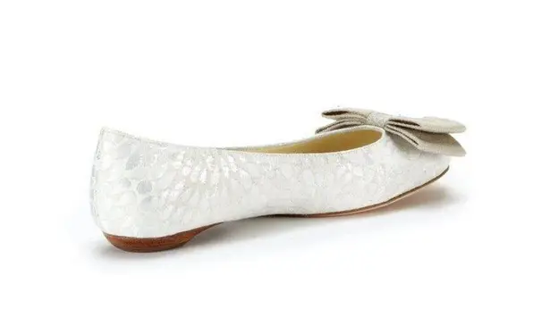 Bettye Muller New Womens 38.5 Designer Italy 8.5 Flats White Silver Rainrop Shoe