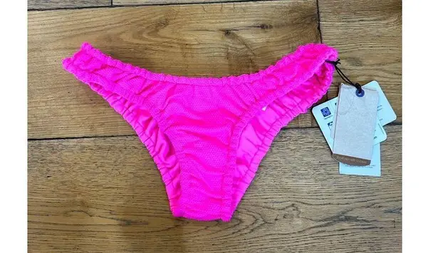 VDM Stevie Reversible Bikini Bottom Neon Pink Wave & Neon Pink Womens Size Small