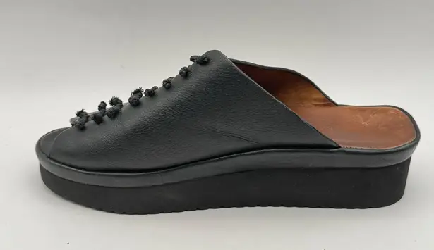 L'amour des Pieds Women's US Size 9 M Arienne Black Leather Wedge Slides Shoes