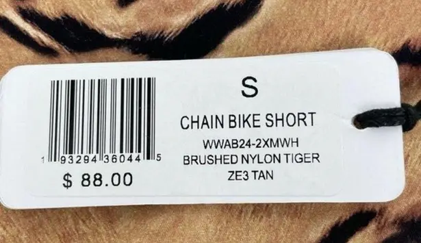 We Wore What Tiger Print Chain Bike Shorts Tan Black Size Small