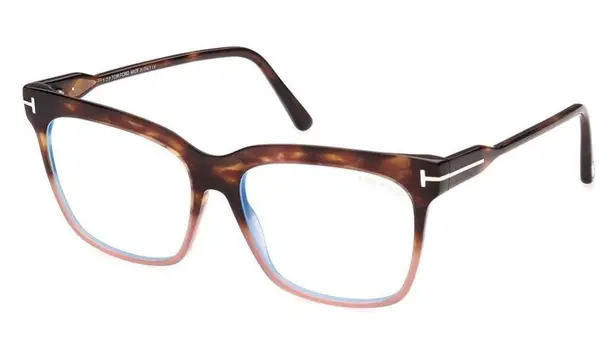 Tom Ford GLASSES FT5768-B 055 Shiny Havana with Pink Clear Blue Light Block 54mm