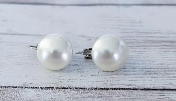 Vintage Clip On Earrings Just Under 5/8" Faux Pearl