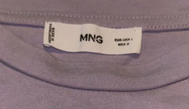 Mango  Unknown Masterpiece Cotton T-Shirt, Light Pastel Purple. Size LG. EUC