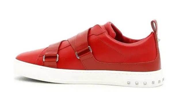 Valentino Garavani V-Punk red leather belted low-top sneakers size IT 37 US 7