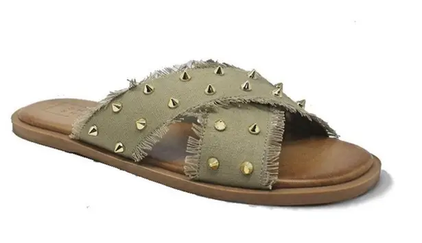 Shu Shop Berta Sandal in Olive Gold Studs Size 9 Green