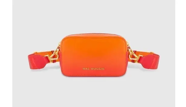 Mac Duggal OMBRE SMALL LEATHER CROSSBODY CAMERA BAG WITH ADJUSTABLE STRAP