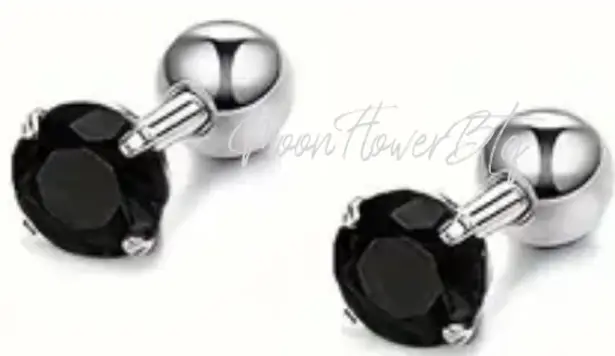 Black CZ Barbell Earrings