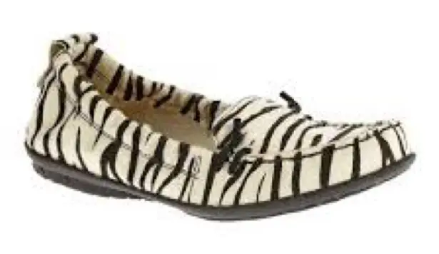 Hush Puppies zebra striped calf hair slip on loafers black white womens size 7