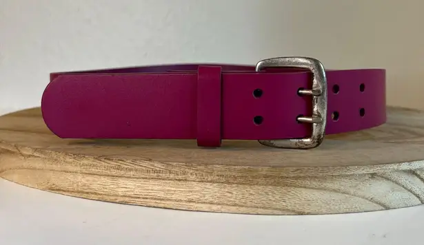 Pink Genuine Made in India Leather Double Silver Buckle Belt Size Medium