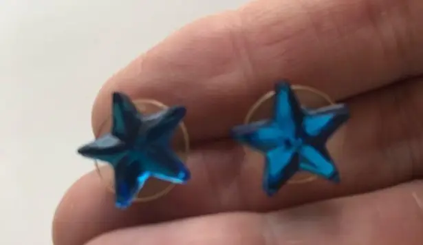 Handmade Patriotic Hair Barette bow blue star earrings Set