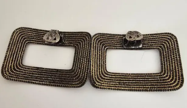 Vintage 80s Maximalist Shoe Clips Brushed Gold textured metal