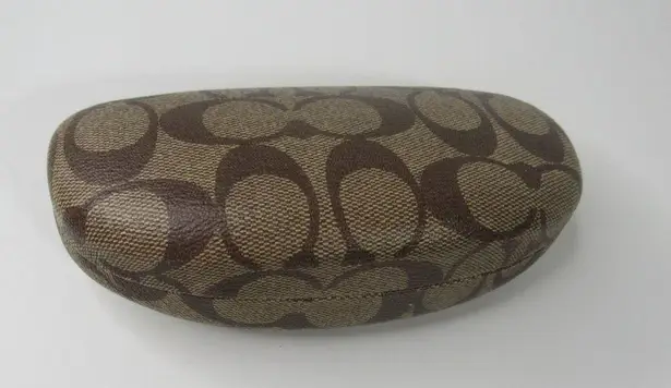 Coach  Signature Logo Tan/Brown Hard Clamshell Sun Glasses Case