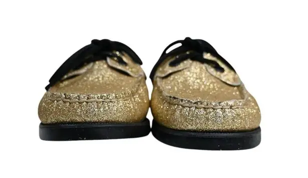 Sebago Womens 6.5 Portland Glitter Boat Shoe NEW Gold