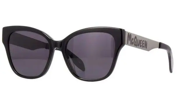 Alexander McQueen 56mm Cat Eye Sunglasses Black Ruthenium Grey