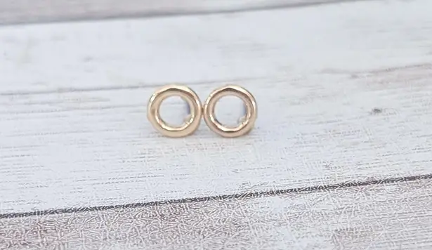 Gold Tone Dainty Circle Stud Earrings